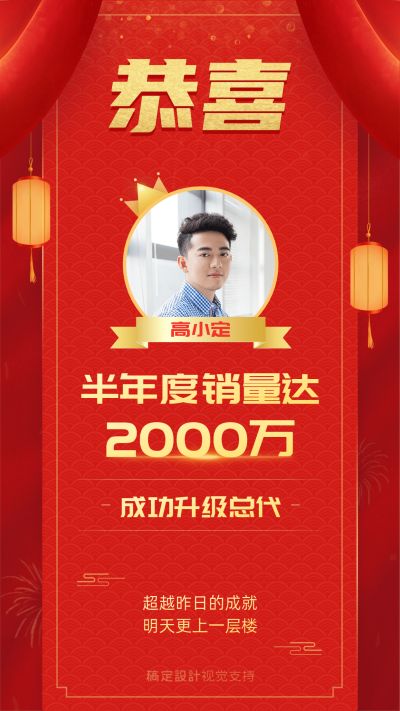 半年度代理升级喜报喜庆海报