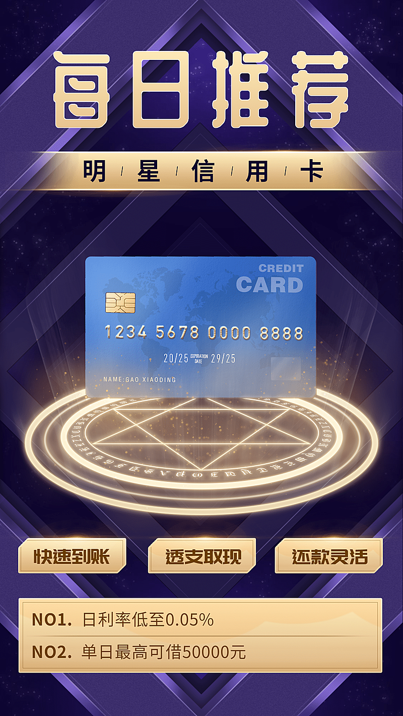 金融保险信用卡产品介绍创意海报