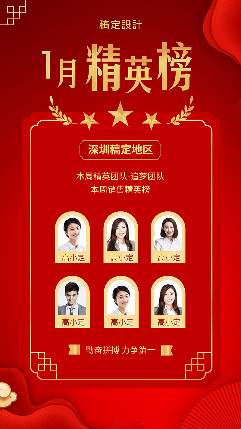 金融保险喜报表彰精英榜手机海报