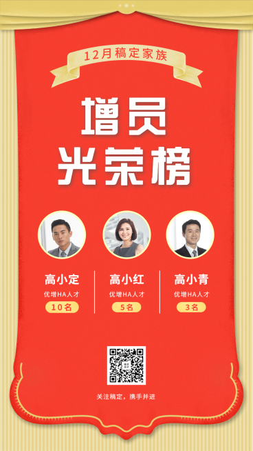 金融保险喜报增员光荣榜手机海报预览效果