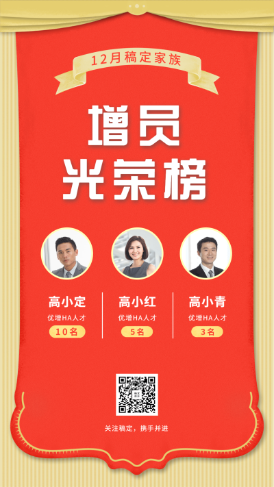 金融保险喜报增员光荣榜手机海报