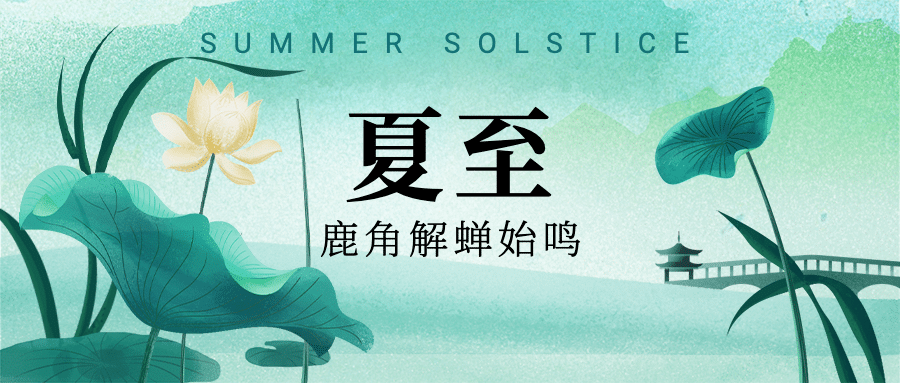 夏至节气荷叶蜻蜓水墨公众号首图预览效果