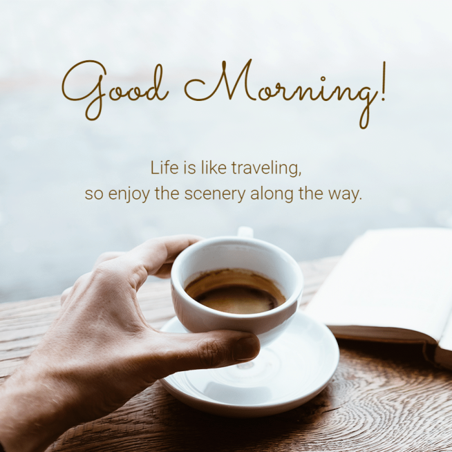 Coffee Photo Good Morning Quote Fashion Simple Style Poster Instagram Post预览效果