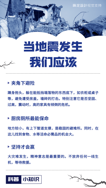 地震知识科普简约海报预览效果