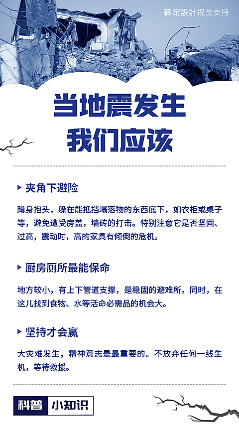 地震知识科普简约海报