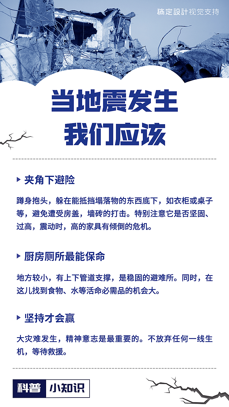 地震知识科普简约海报
