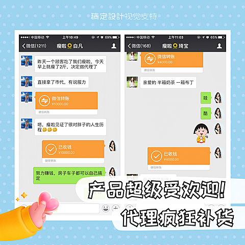 可爱风手势拼图方形海报