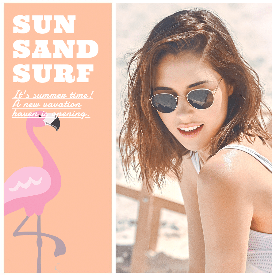 Woman Photo Flamingo Picture Fashion Simple Style Poster Instagram Post