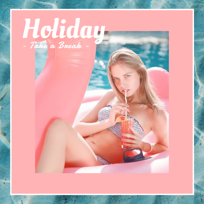 Simple Fashion Swimming Pool Woman Holiday Record Display Instagram Post预览效果