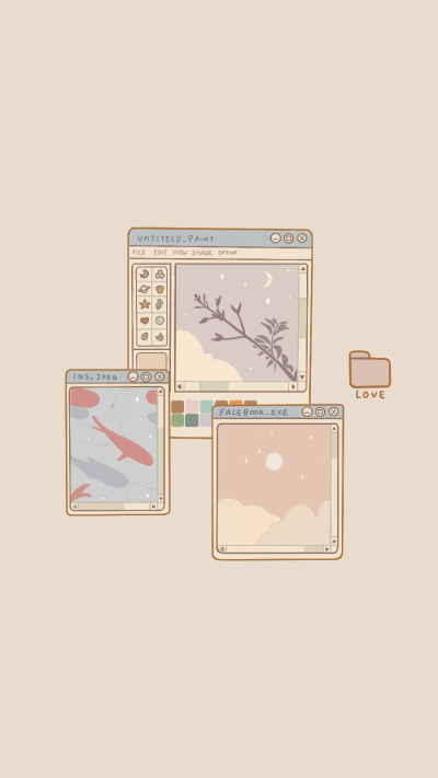 Retro Interface Simulation Hand Painted Natural Scene Instagram Highlight
