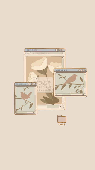 Retro Interface Simulation Flowers Bird Instagram Highlight