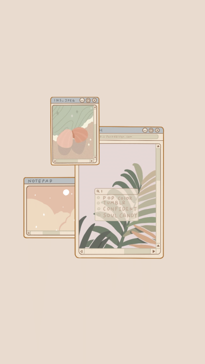 Retro Interface Simulation Hand Painted Leaves Instagram Highlight