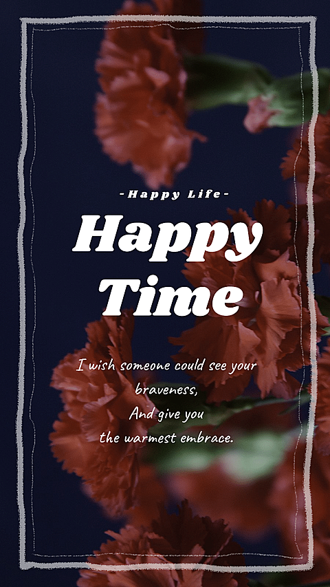 Retro Style Flower Background Rectangle Frame Life Text Quotes Instagram Story