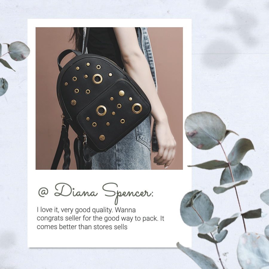 Plant Print Polaroid Style Women's Backpack Product Review Customer Feedback Ecommerce Product Image