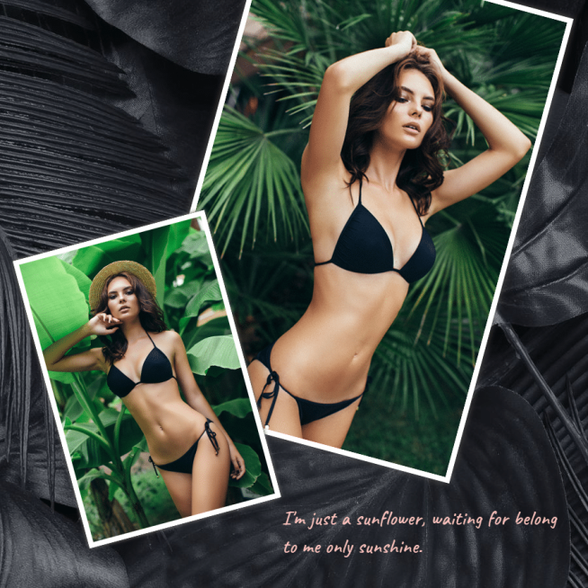 Leaves Background Swimsuit Woman Text Quotes Instagram Post预览效果