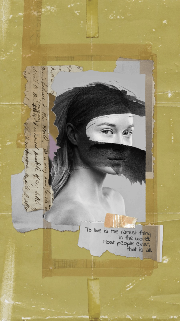 Retro Paper Tearing Background Woman Show Quotes Instagram Story预览效果