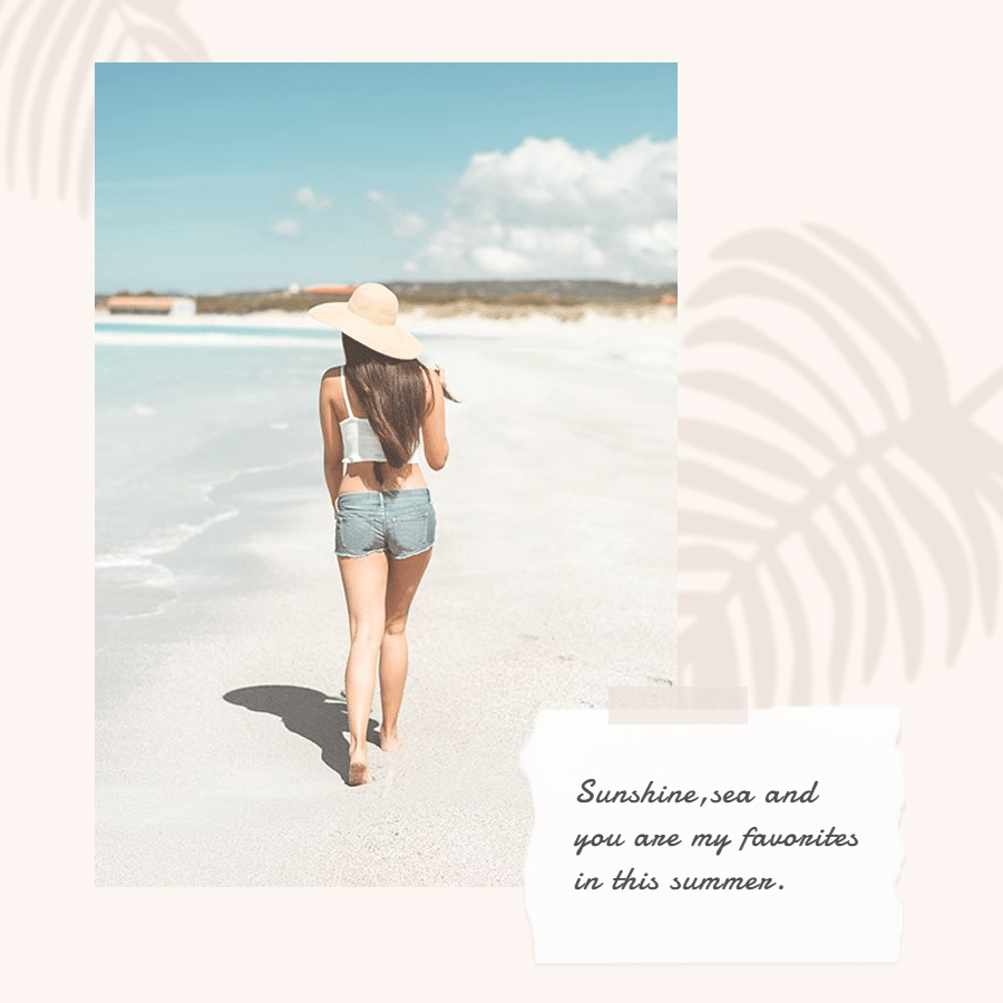 Seaside Walking Appreciate Scene Fashion Simple Style Poster Instagram Post