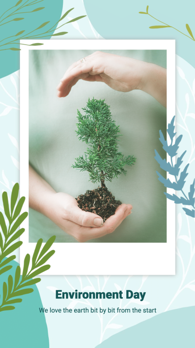 Green Cyan Background Personal Show Environment Protect Simple Style Instagram Story