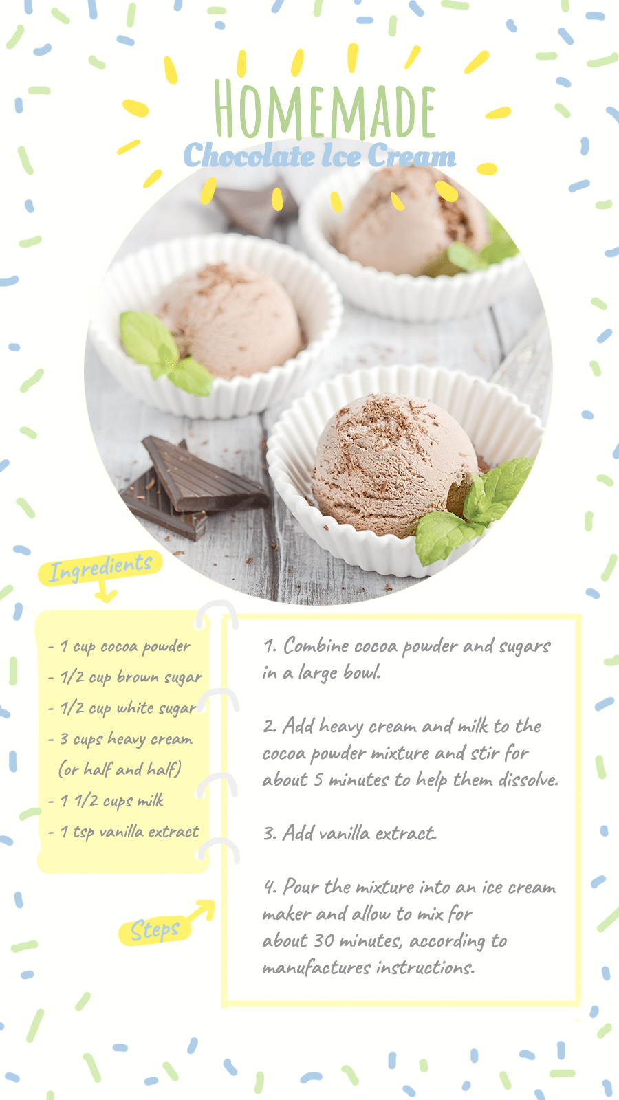 Fresh Homemade Chocolate Ice Cream Menu Display Instagram Story