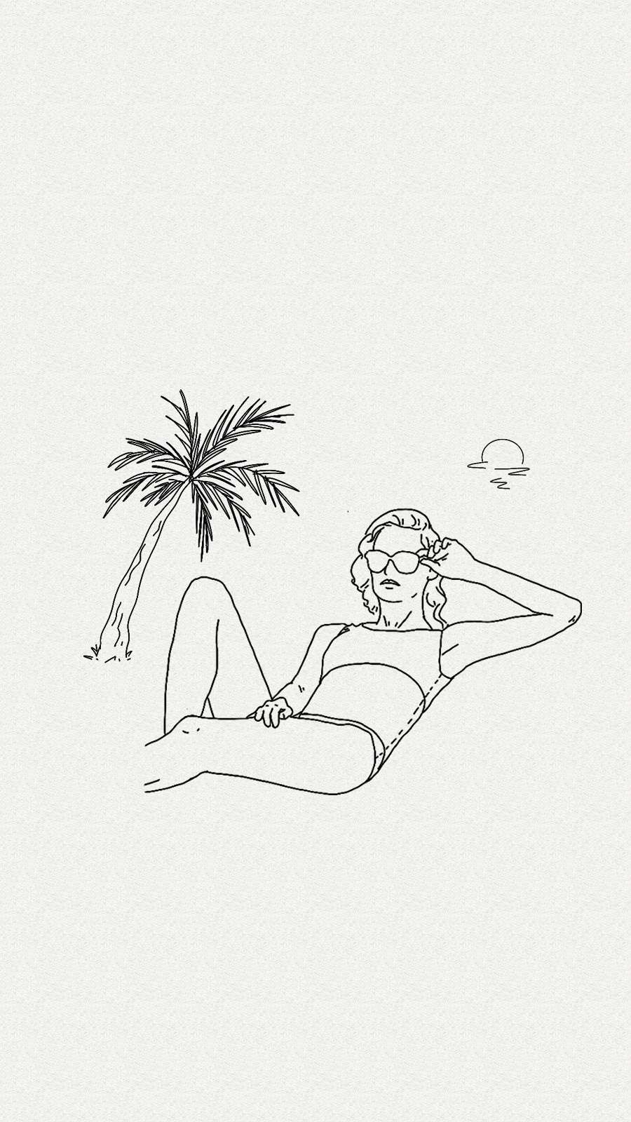 Simple Line Drawing Seaside Girl Body Line Illustration Instagram Highlight