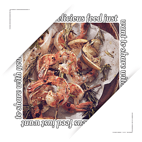Retro Line Element Decorate Shrimp Delicacy Instagram Post