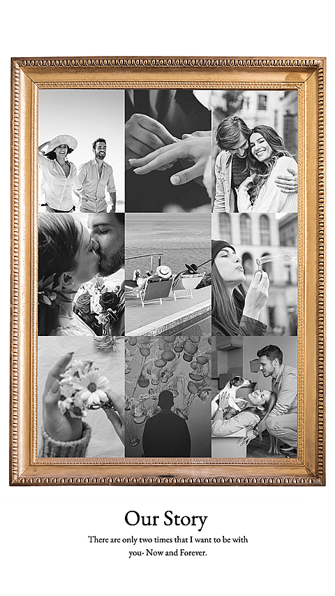 Retro Black Gilter Photo Frame Couple Love Story Record Instagram Story