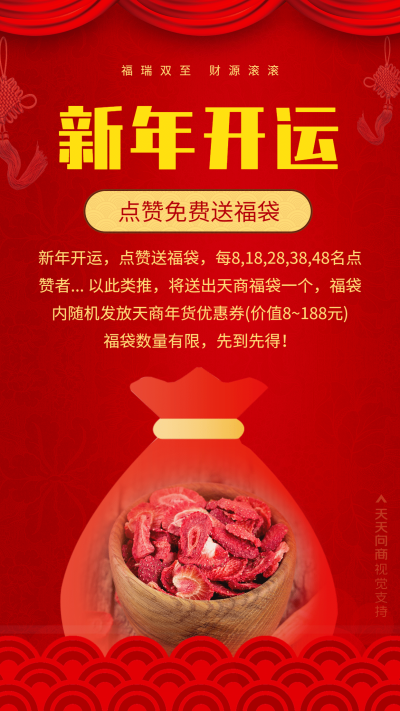 开福袋送优惠新春主题海报