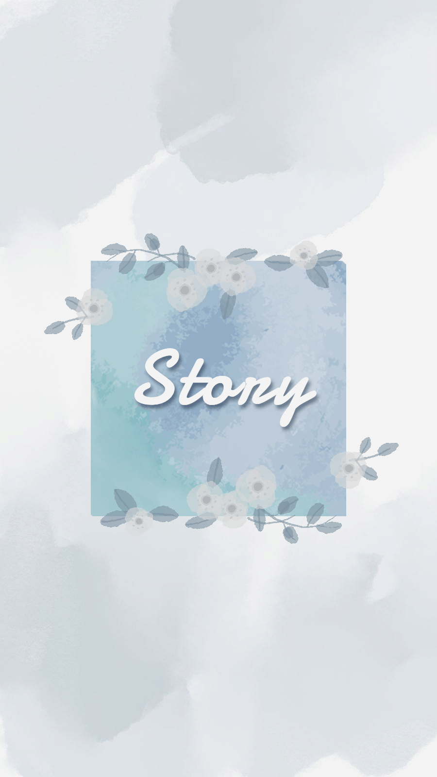 Watercolor Square Frame Plant Pattern Text Story Instagram Highlight