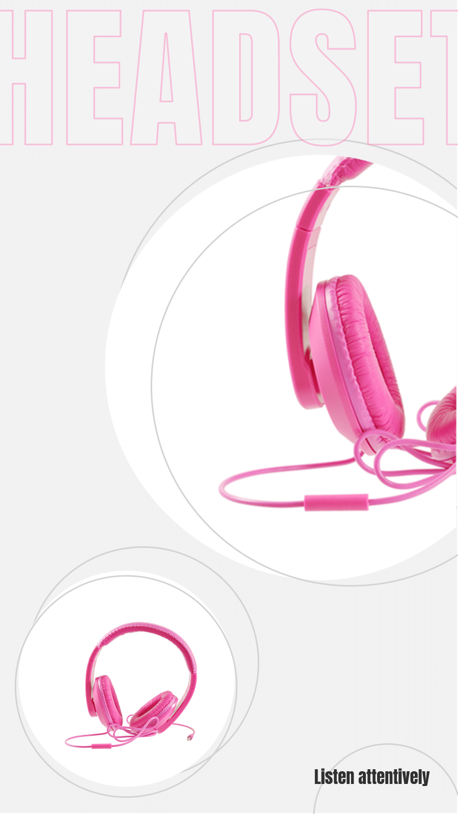 Pink Headphones Product Details Display Ecommerce Story预览效果