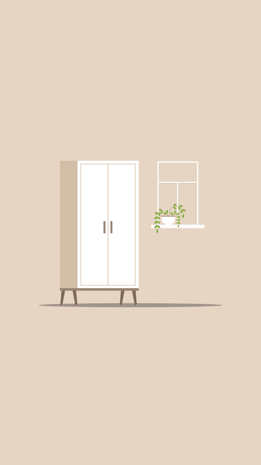 Simple Hand Painted Furniture White Wardrobe Illustration Instagram Highlight