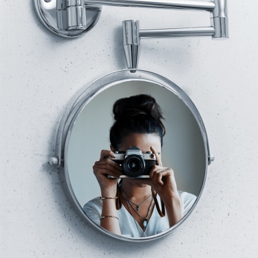 Literary Style Mirror Selfie Camera Woman Display Instagram Post