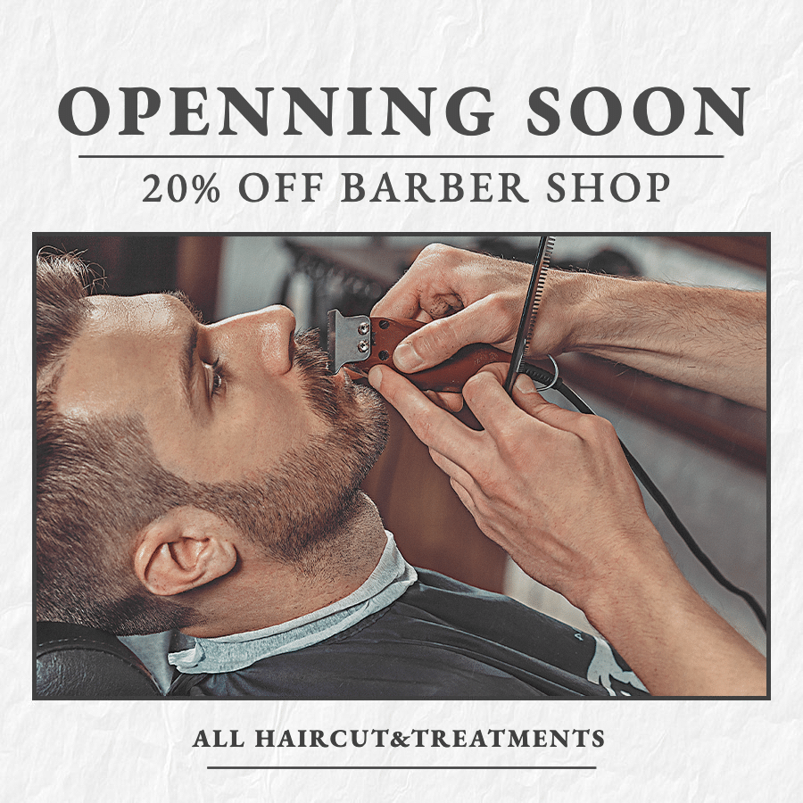 Simple Fashion Barber Shop Grand Opening Instagram Post