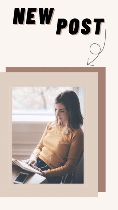 Literary Rectangle Frame Woman New Post Instagram Story