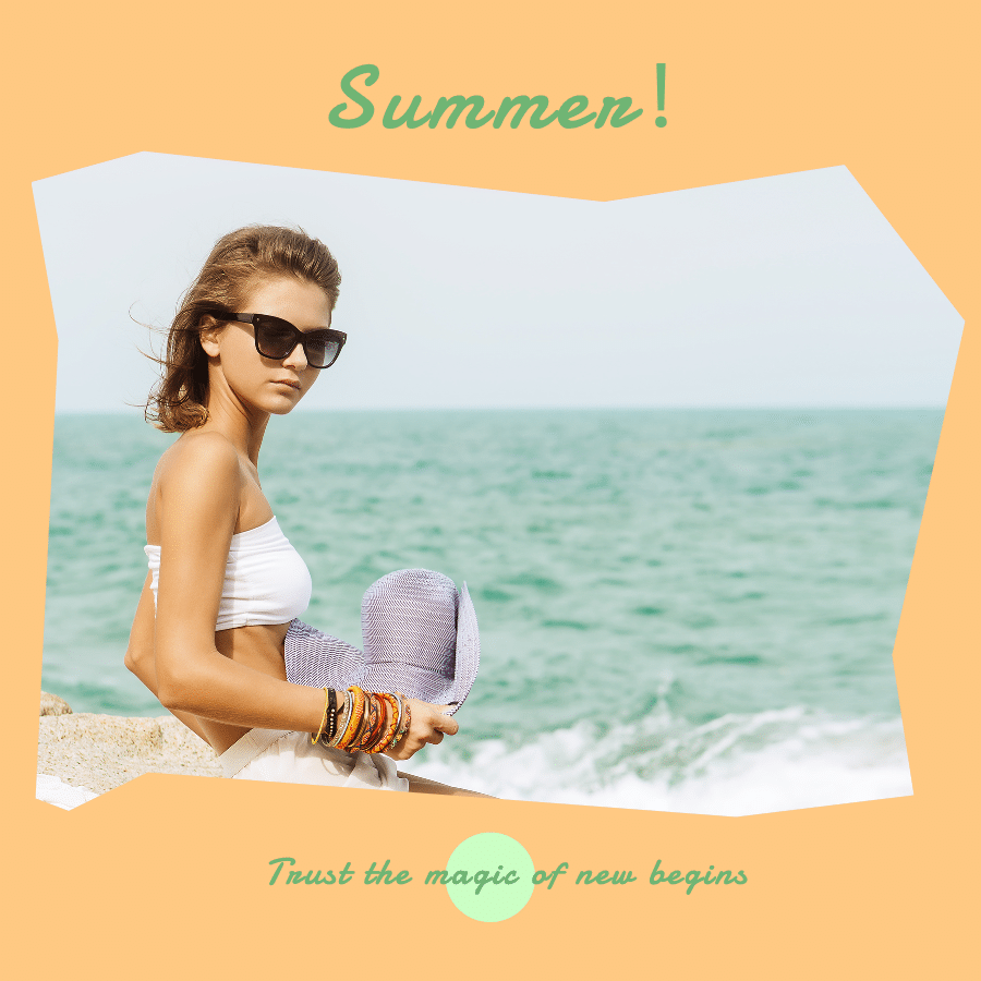 Fresh Summer Beach Record Woman Display Instagram Post预览效果