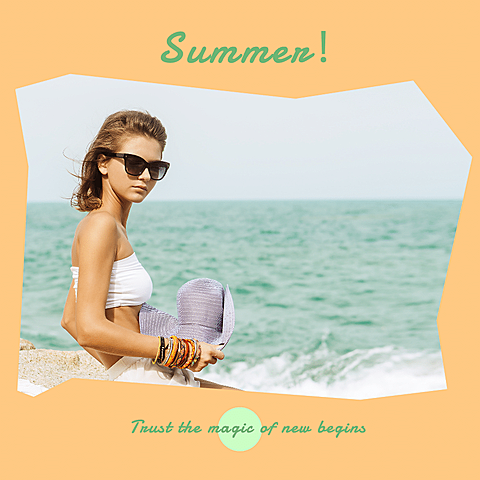 Fresh Summer Beach Record Woman Display Instagram Post