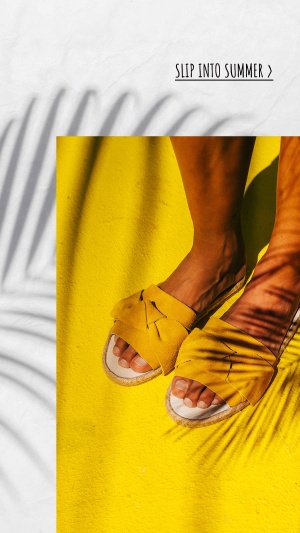 White Leaf Background Yellow Picture Shoes Fashion Simple Style Poster Instagram Story