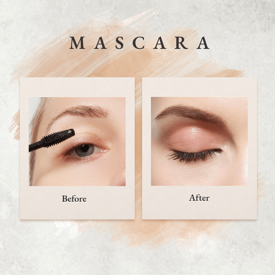 Mascara Beauty Before and After Applying Effect Display Ecommerce Product Image
