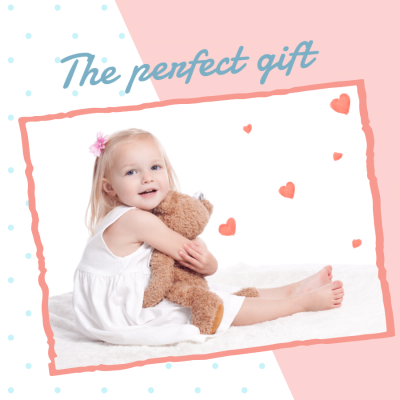 Simple Rectangle Frame Kid's Gift Toy Bear Instagram Post
