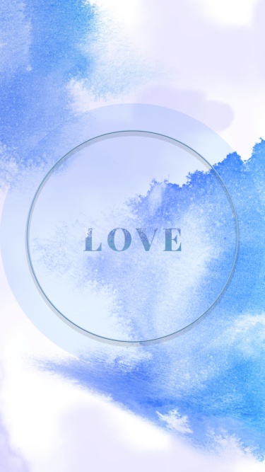 Fresh Blue Watercolor Pattern Circle Frame Text Love Instagram Highlight