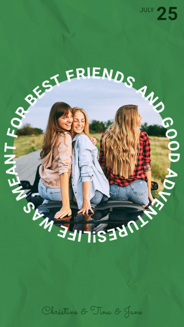 Green Paper Background Literary Friendship Day Group Photo Instagram Story预览效果