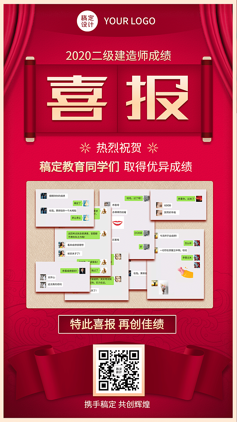 教育机构考试喜报手机海报