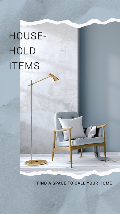 Minimal Paper Tear Style Home Furniture Chair and Lighting Display Ecommerce Story
