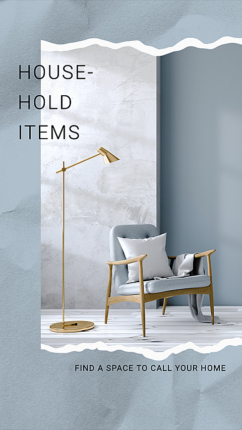 Minimal Paper Tear Style Home Furniture Chair and Lighting Display Ecommerce Story