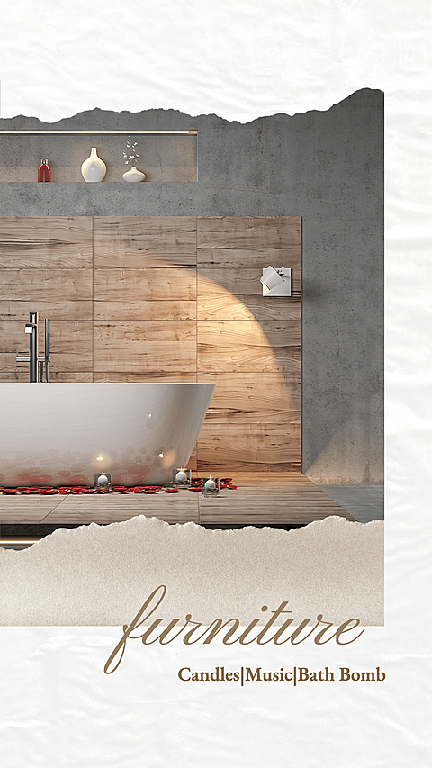 Minimal Paper Tear Style Home Bathroom Furniture and Decoration Display Ecommerce Story