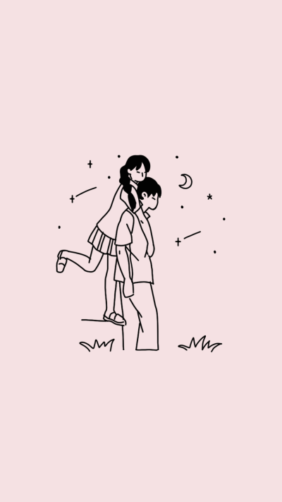 Fresh Hand Painted Moon Scene Hug Couple Instagram Highlight
