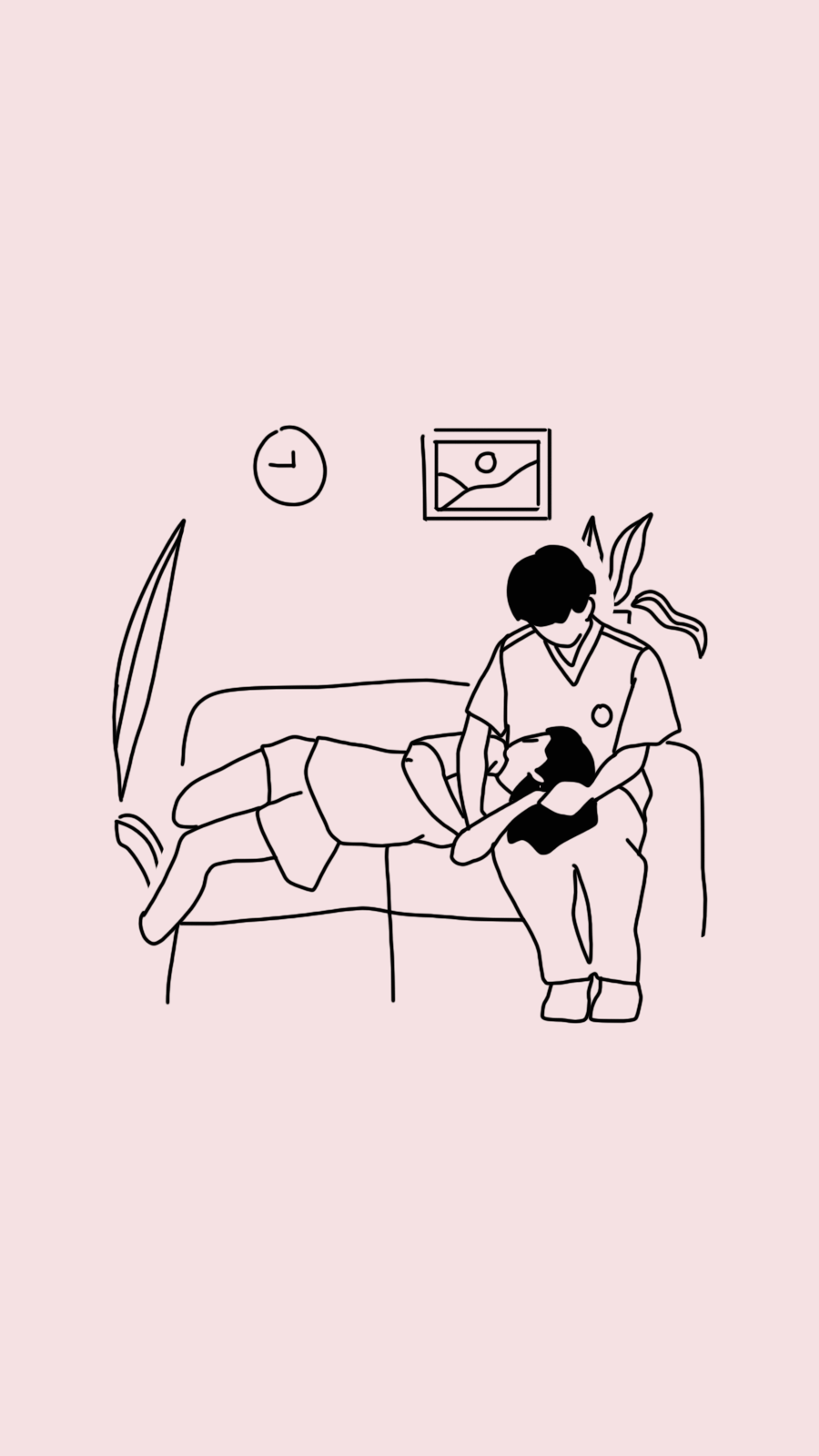 Hand Painted Sleeping Young Couple Illustration Instagram Highlight