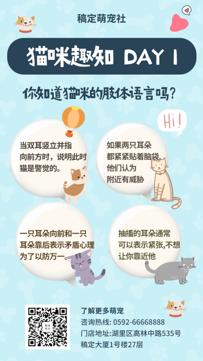 猫咪趣知猫咪百科手机海报