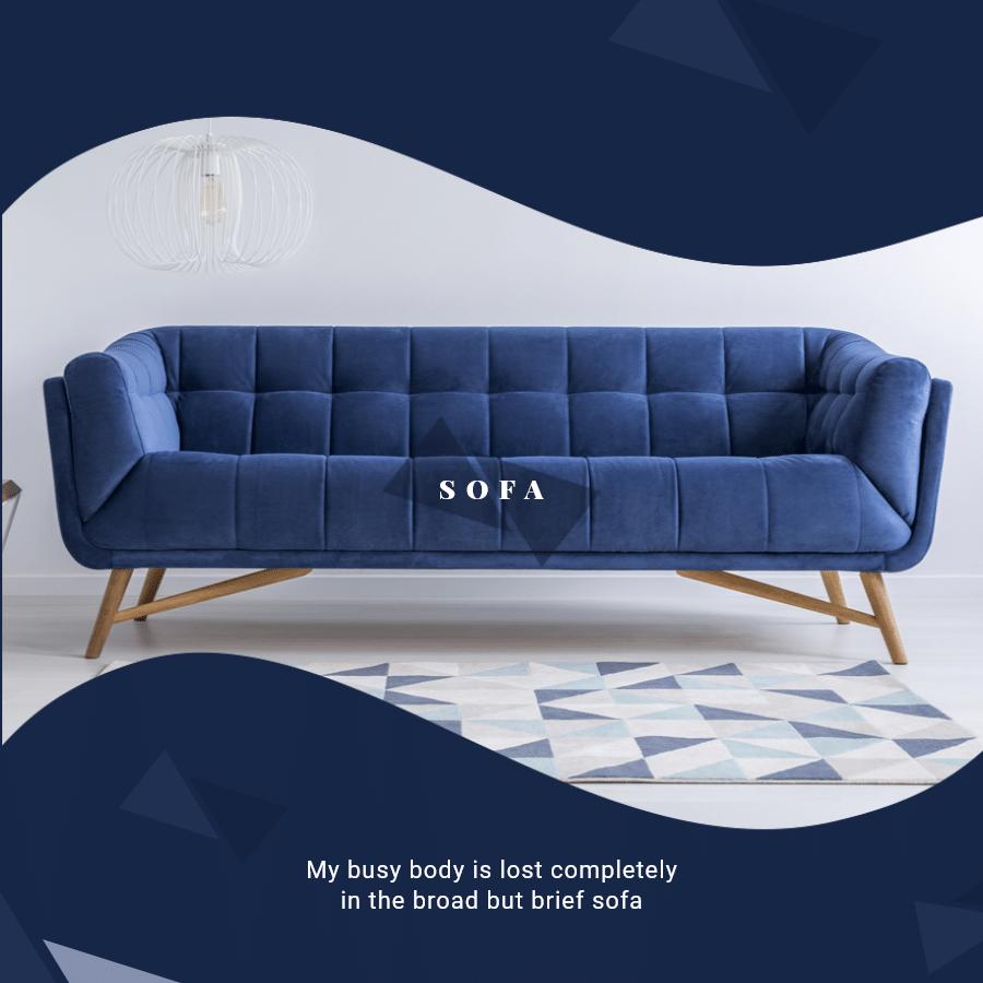 Blue Sofa Display Furniture Introduction Products Promotion Fashion Simple Style Poster Ecommerce Product Image