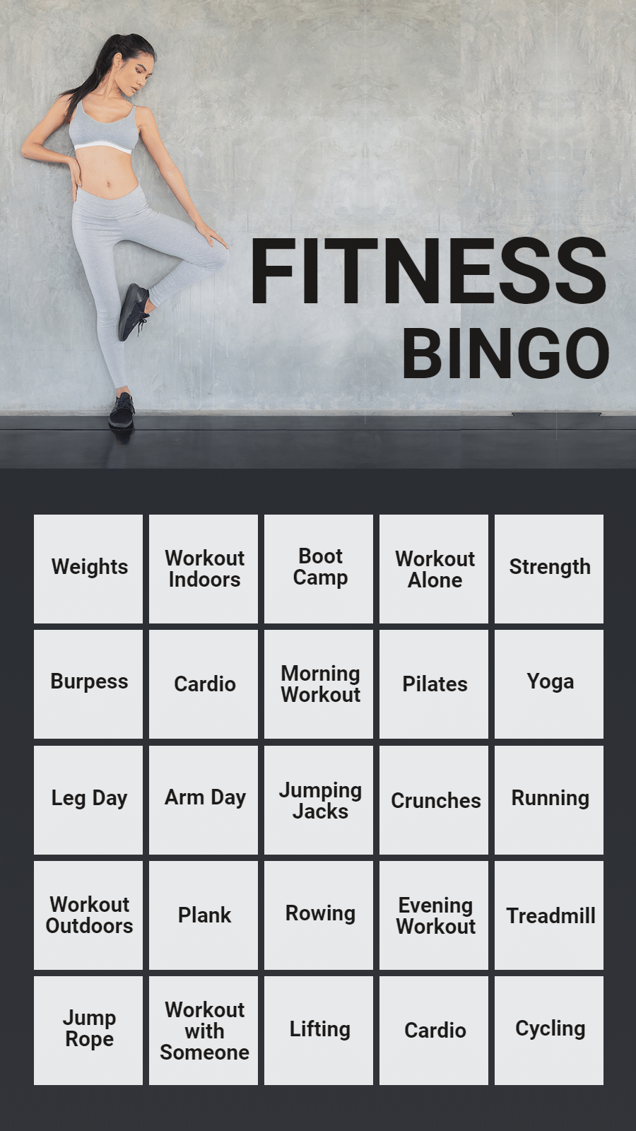 Simple Fitness Bingo Instagram Story