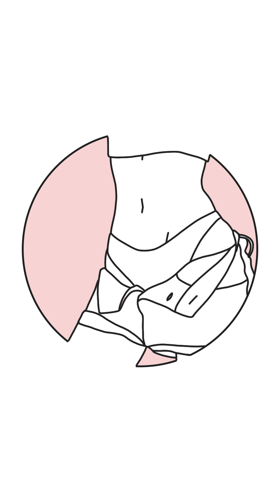 Simple Circle Frame Hand Painted Body Waist Art Illustration Instagram Highlight